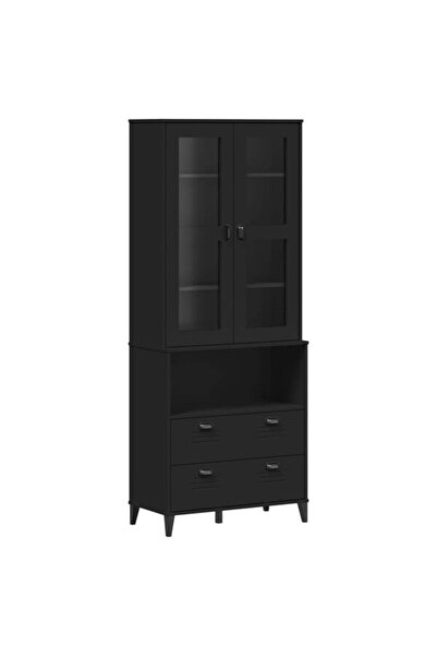 vidaxl Dulap înalt „VIKEN”, negru, 80 x 40 x 200 cm, lemn masiv de pin