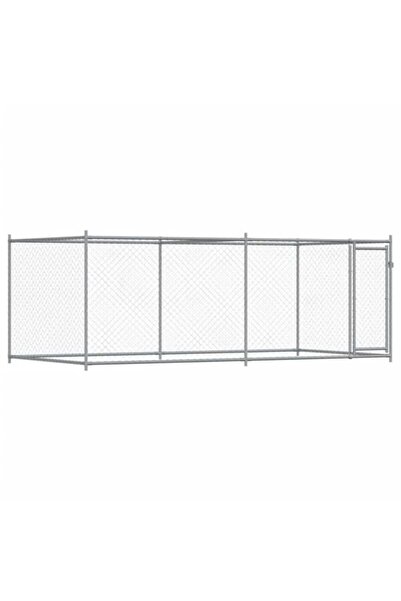 vidaxl Cușcă pentru câini cu ușă, gri, 4 x 2 x 1.5 m, oțel galvanizat