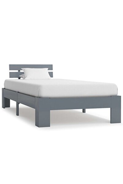 vidaxl Cadru de pat, gri, 90 x 200 cm, lemn masiv de pin
