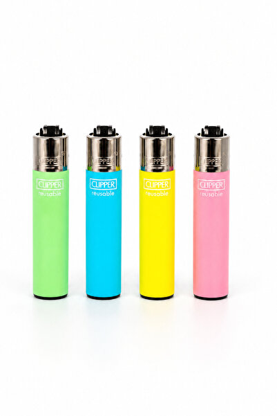 Clipper Pastel Renkli Gazlı Çakmak Seti 4'lü Yeniden Doldurulabilir Çakmak yeşil