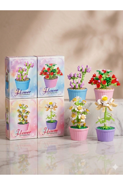 vattara Mini Lego Flower Series 4-Piece Character Set Collectible Building Bl...