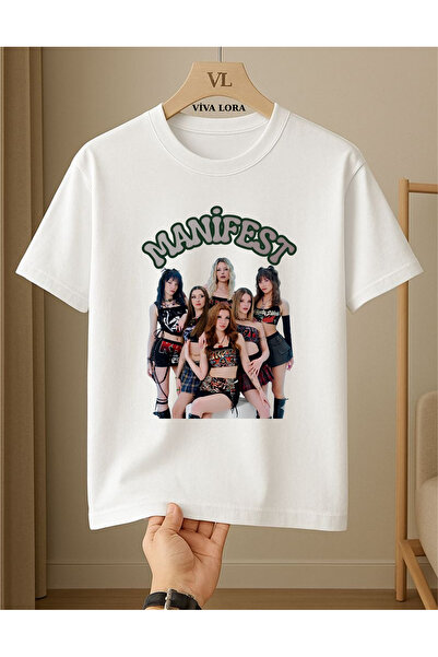 VİVA LORA Manifest Group Printed Cyclone Collar 100% Cotton Regular Women's T...