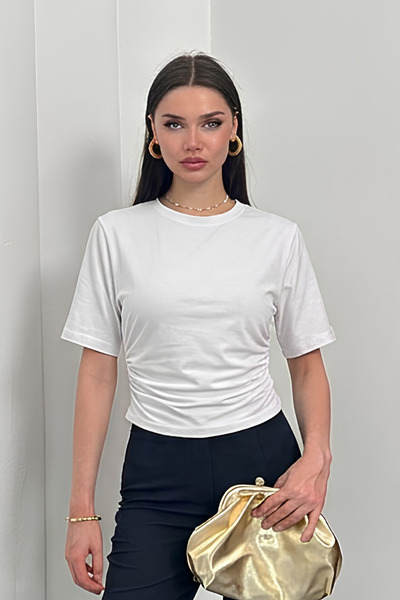 AKD Atelier Γυναικείο T-Shirt με κοντό μανίκι νυχτερίδα, λαιμόκοψη πετσετέ, π...