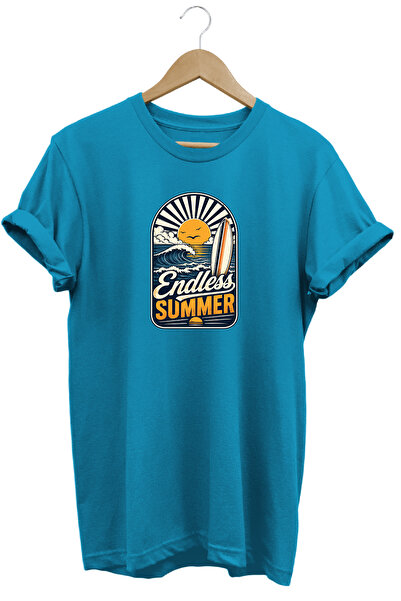 WİDİ تي شيرت Endless Summer للجنسين مطبوع عليه موجة ركوب الأمواج بتصميم صيفي ...