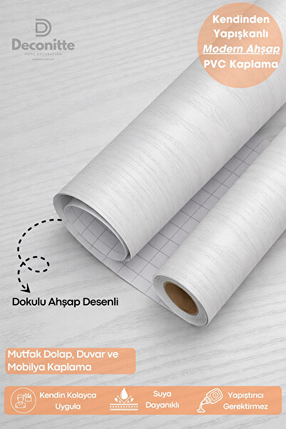Deconitte Kendinden Yapışkanlı Ahşap Görünümlü Mutfak Banyo Tezgah Duvar Dola...