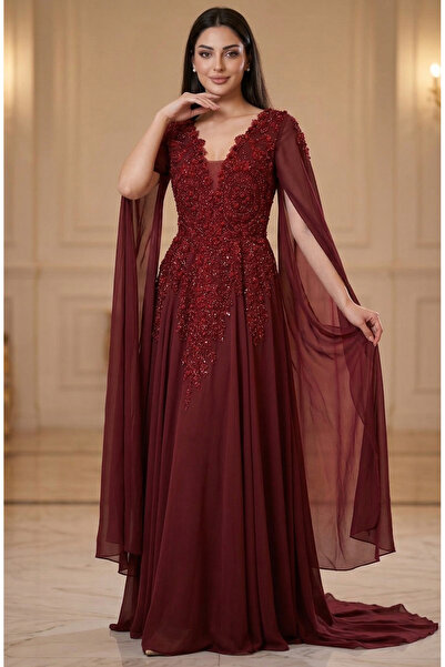 DVNA Dvna 156cm Tall Luxury Sequin Embroidery Glittering Color Chiffon Evenin...