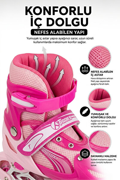 TIGOES Alıştırma Pateni, Ayarlanabilir Plastik Işıklı Tekerlek ( 2+2 veya 2+1...