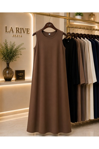 La Rive Wear a Sleeveless Mocha Brown Abaya -