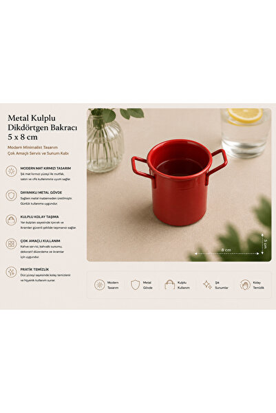 PALU GASTRO Mini Metal Bucket 8X5 cm Red Sauce Bowl Snack Bowl Presentation C...