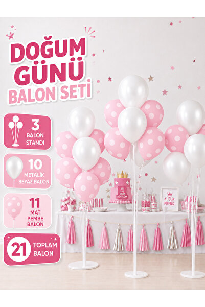 GenelTedarik 21 Balonlu Doğum Günü, Kutlama, Parti Balon Seti - 3 Adet Balon ...