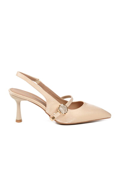 FLORİN Beige Thin Heeled Women's Evening Dress Shoes 155 Z