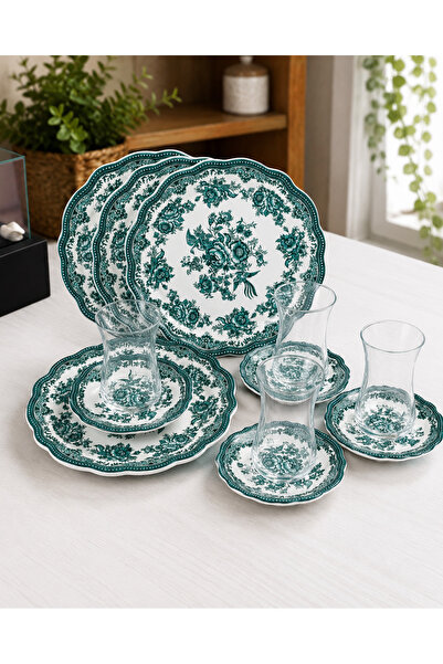 Yumuk Shop 18 Piece Luxury Vintage Colorful Tea Cake Set