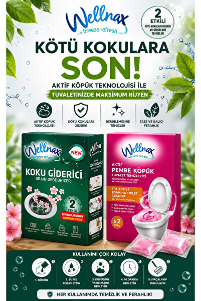 Wellnax breeze refresh 2’Li Avantaj Aktif Pembe Köpük 2x100Gr+Lavabo Koku Gid...