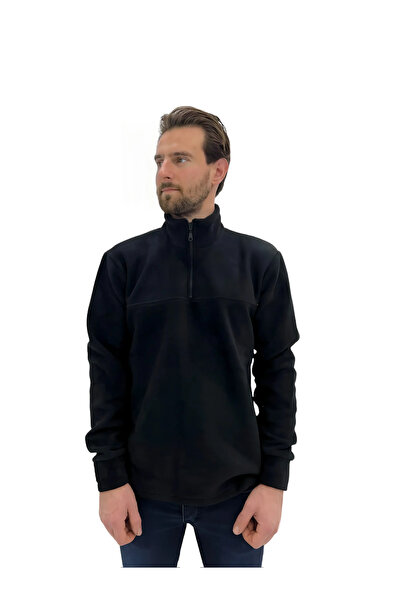 diğer1234 Unisex Fleece Μπλούζα Με Φερμουάρ Μαύρο — xl