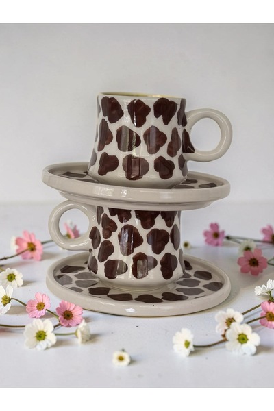 Çiporcal Brown Dalmatian Turkish Coffee Cup Set of 2