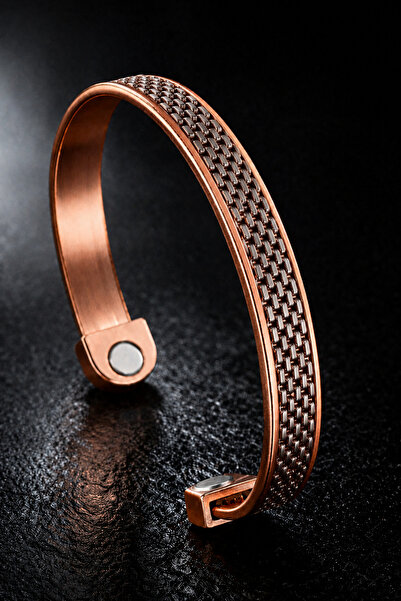 İyyaKee Men's and Women's Copper Bracelet with Steel Chain and Magnet Model P...