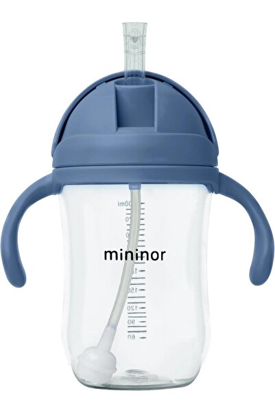 Mininor Non-Spill Trainer Straw Bottle, 330 ml Capacity, Blue Whale