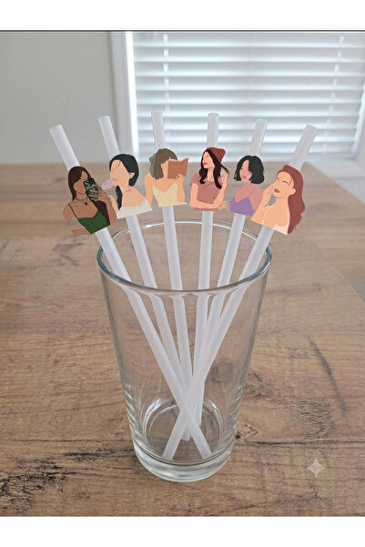 gökçem 12-Piece Girl Concept Party Straws and 12-Piece Cupcake Toothpick Deco...