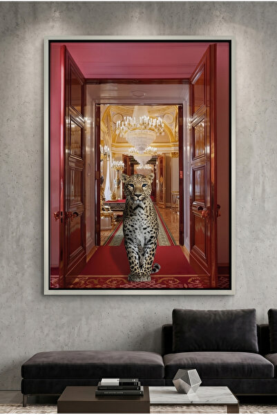 Jasmine Art Royal Leopard Abstract Wall Art | Framed Canvas Print | Luxury Mo...