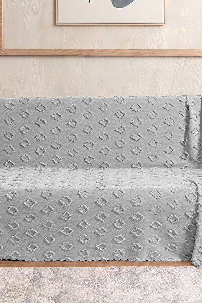 Zühre Home Back-Covering Sofa Cover |   Self-Embossed Geometric Patterned |   Multi-Purpose Cover, Bedspread |   170X225