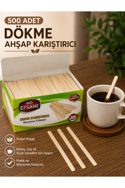 Ahşap Tahta Çay Kahve Karıştırma Çubukları 500 Adet