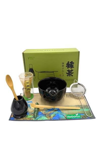 Herbarius 6 Parça Siyah Renk Matcha Çayı Hazırlama Seti - Geleneksel Japon Matcha Seti