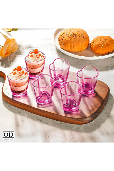 ORIGINAL DEALS Σετ 6 διαφανών ποτηριών σε σχήμα καρδιάς από PVC, χωρητικότητα...