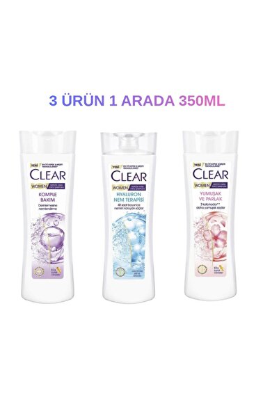 Clear WOMEN ŞAMPUAN 3IN1 ARADA (KOMPLE BAKIM-NEM TERAPİSİ-YUMUŞAK VE PARLAK)3...