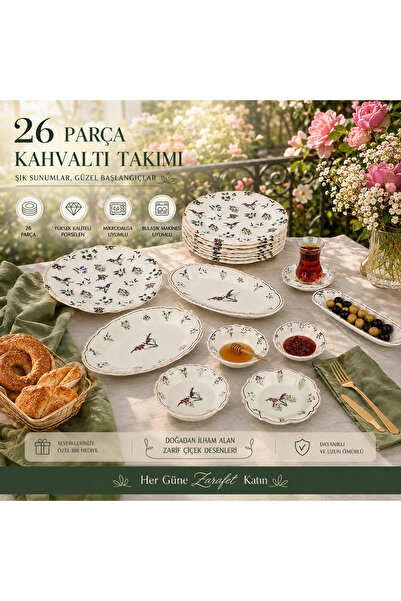 Ucuzuna Bak Wildflower 26 Parça Kahvaltı Takımı