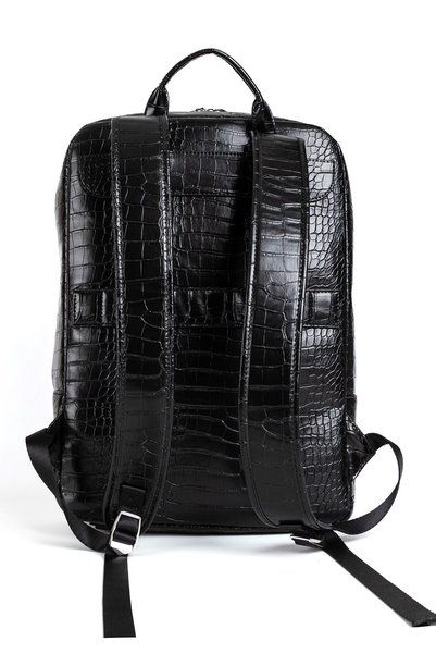 Sevinç Çanta Organizer Multi-Compartment 15.6 Faux Leather Laptop Backpack Black Crocodile