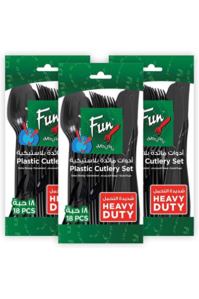 Generic Fun Promopack Heavy-Duty Black Cutlery Set Spoons - Knives & Forks se...