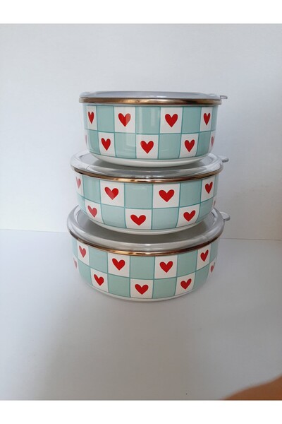 bir sürü eşya pak market 3 Colorful Enamel Storage Containers 3-Piece Enamel ...