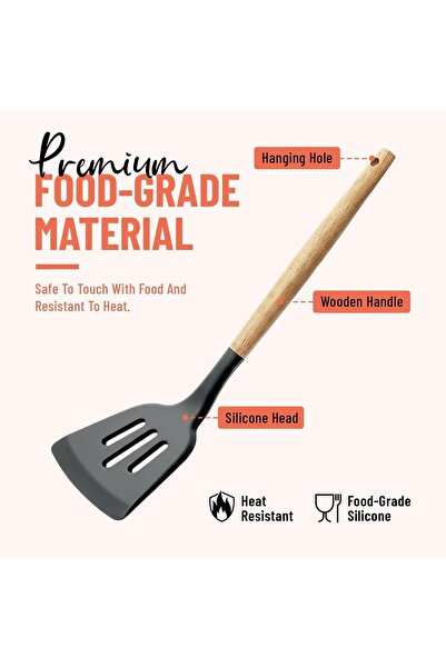 Generic 12-Pieces Silicone Cooking Utensil Set with Wooden Handles | BPA-Free...