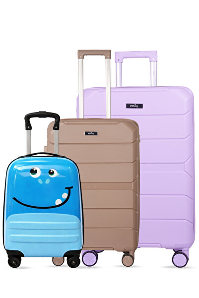 Vittag Premium Family Travel 3-Piece Luggage Set – 24, 28 Inch PP Hard Shell ...