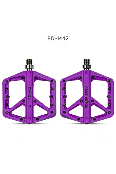 tur bike Mor Rulmanlı, Kaymaz, Geniş Bisiklet Platform Pedalı 8 Çivili Plasti...