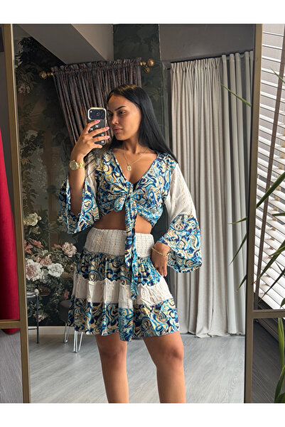Mazelf Baby&Kids Wear Santorini Patterned Skirt Silk Set