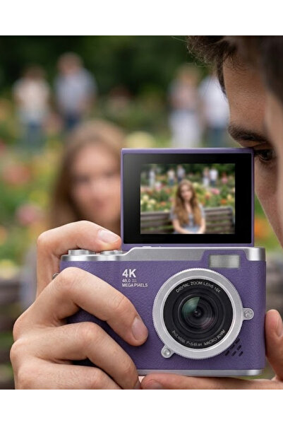 Lutesya 4K Kompakt Kamera 48 MP Autofocus Flash Özellikli Vlog Kamera