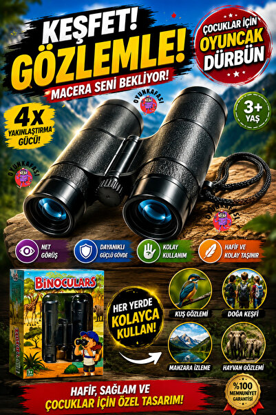 OYUNKAFASI Çocuk Dürbünü 4X Yakınlaştırmalı Oyuncak Dürbün | Kaşif Dürbünü Ka...