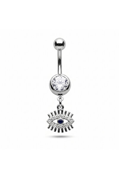 Karaşah Göz Zirkon Çelik Göbek Piercing