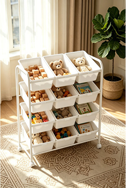 Shangxing Four-tier large-capacity toy drawer-style storage rack with wheels ...