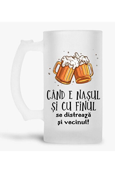 Arka9 Halbă personalizată 500 ml – „Când e nașu și cu finu se distrează și ve...