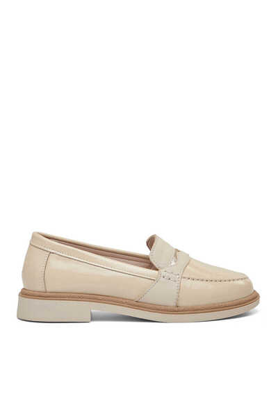 Tergan Bej Hakiki Rugan Deri Kadın Loafer - K26I1AY68415-A54