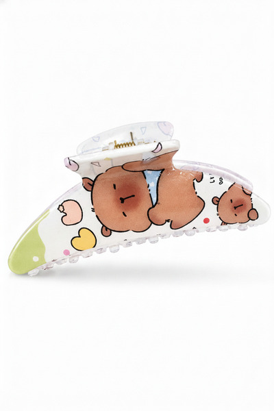 Jack Ferrero Cute Teddy Bear Patterned Transparent Hair Clip - Stylish and Pr...