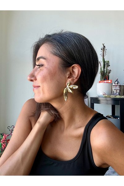Merishe Jewerly Gold Kırlangıç Antiallergic Non-Tarnish Ultra Light Earrings