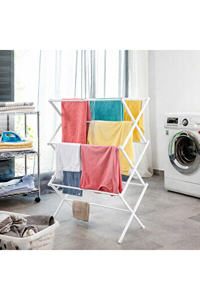 Vivendo Uscator rufe metalic pliabil 3 niveluri, 11 bare, 74x103x38cm
