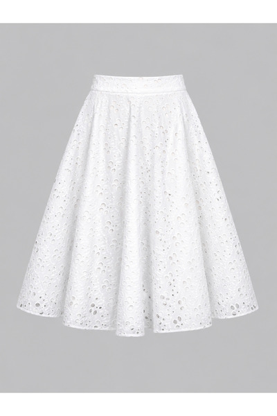 Retrobird Valerie Flared Lined Long Skirt Women's White