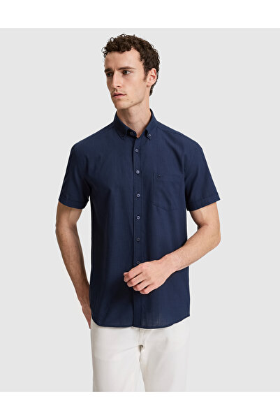 Pierre Cardin Lacivert %100 Pamuk Regular Fit Yazlık Gömlek 50325364-VR100