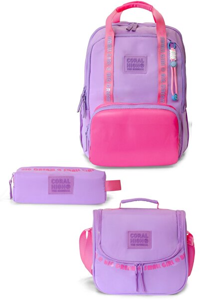 Coral High Lila Pink 3-Piece School Bag Set Set0124415