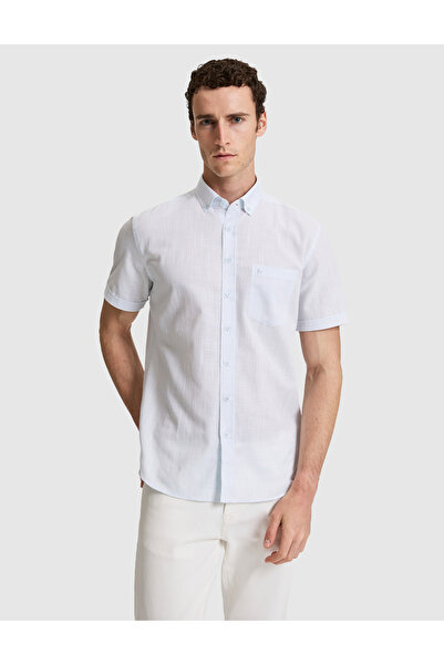Pierre Cardin Blue Breeze Short Sleeve 100% Cotton Summer Shirt 50325364-Vr095