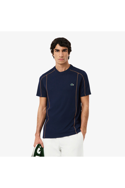 Lacoste Erkek Regular Fit Bisiklet Yaka Baskılı Lacivert T-Shirt